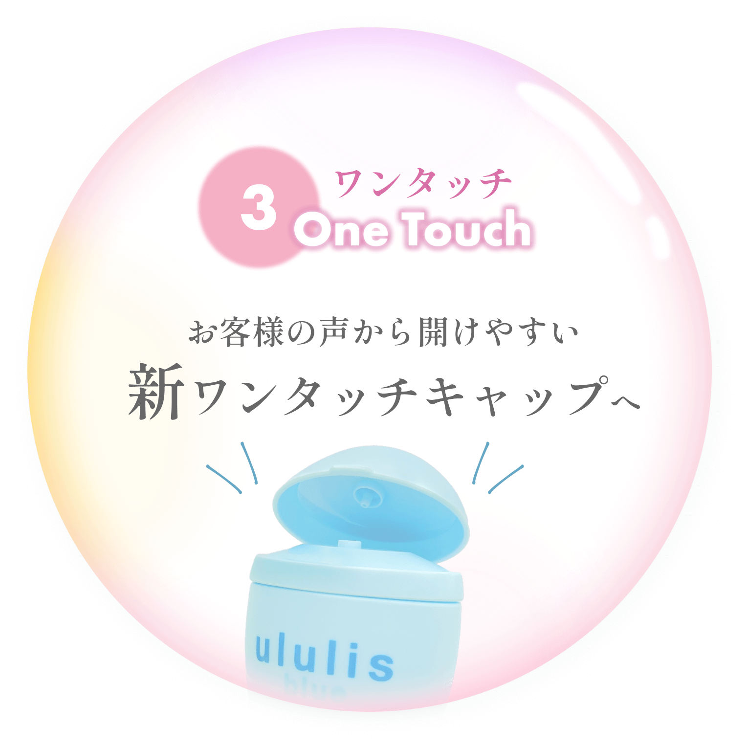 ワンタッチ　使いやすいワンタッチキャップを採用